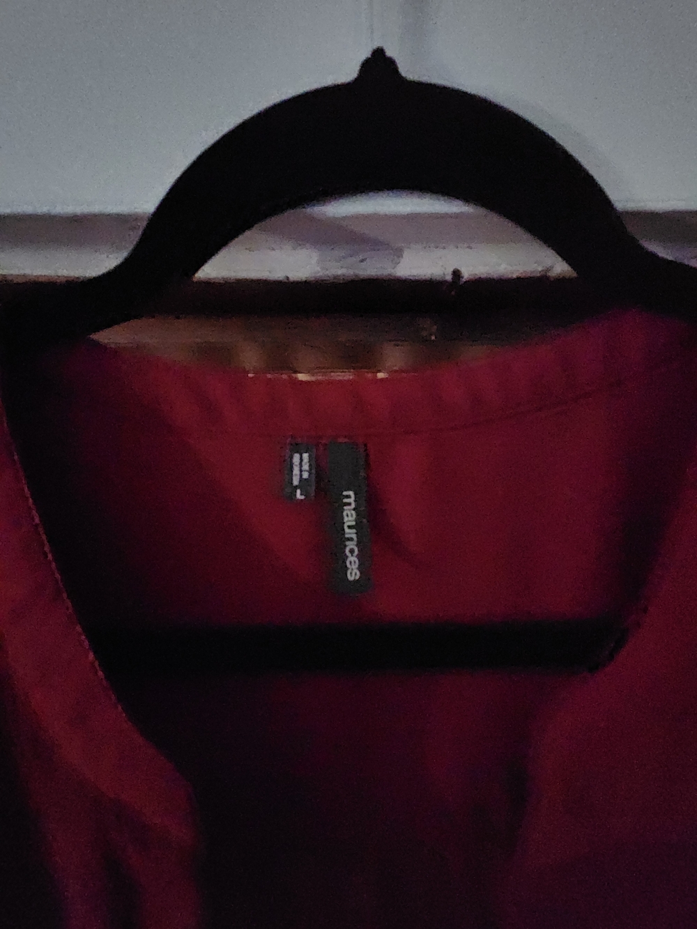 Maurices Deep Wine V-Neck Roll-Tab Blouse - Picture 2 of 3